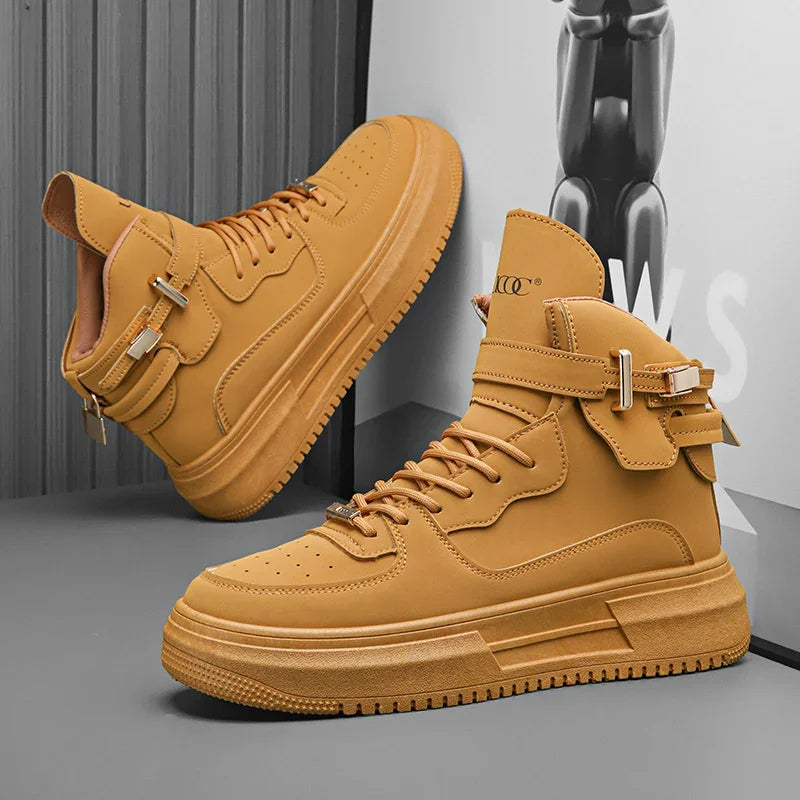 Men's High-top Sneakers Are Fashionable and Versatile.Thick-soled Casual Shoes Are Light, Trendy and Comfortable. White Sneakers