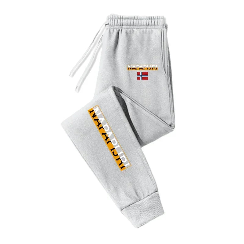 Men Casual Jogger Pants Elastic Waist Drawstring Sweatpants with Pockets Tapered Cuffed Gym Running Sport Trousers