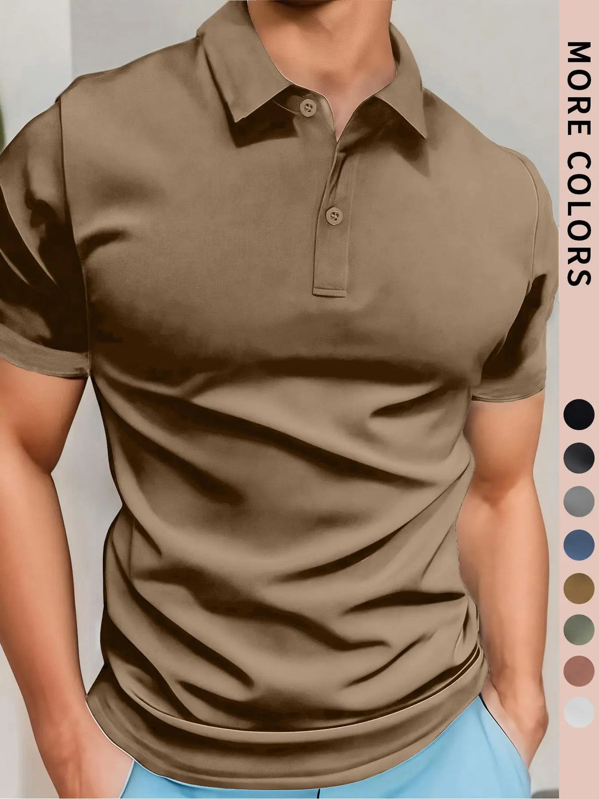 Men's simple solid color short-sleeve polo shirt, made of high-quality fabric, breathable and comfortable with a cool touch, suitable for summer outdoor casual wear, a great gift for men