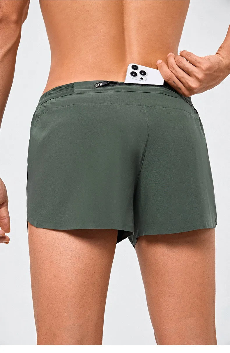 Men Marathon Racing Gym Sports Shorts Anti-escaping Lining Quick Dry Workout Training Fitness Jogging Short  Arrow Pants
