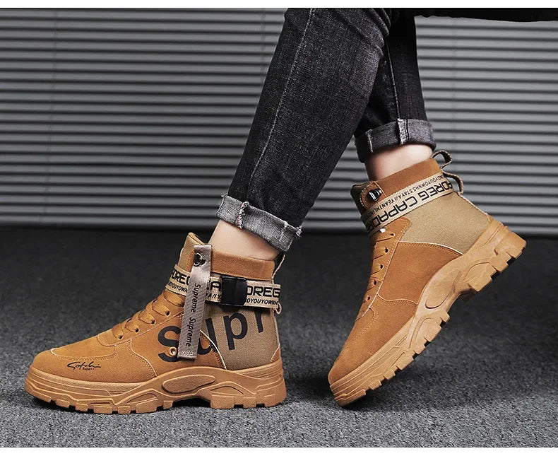 Men Boots 2026 New Versatile in Summer Round Toe High Top Leather Boots Man Sports Boots Men's Shoes