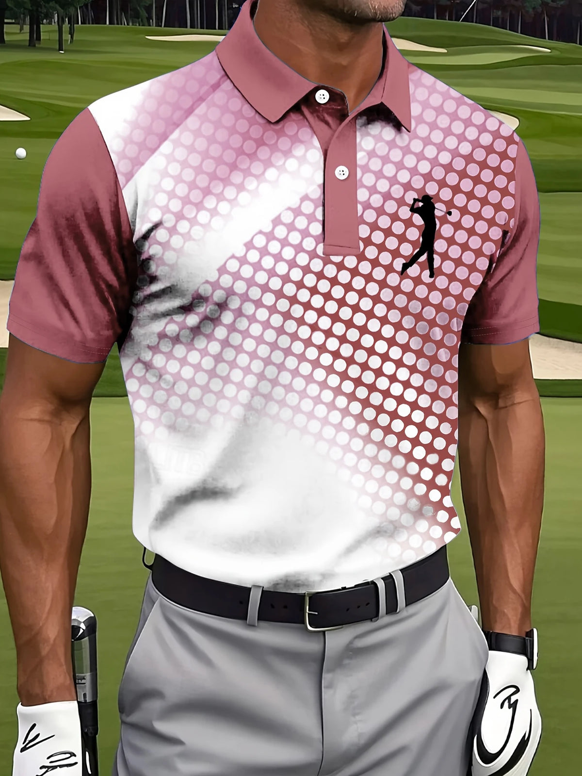 New Men'S Golf Polo Shirt Featuring a Stylish Blue And White Gradient Pattern, Perfect for Outdoor Activities