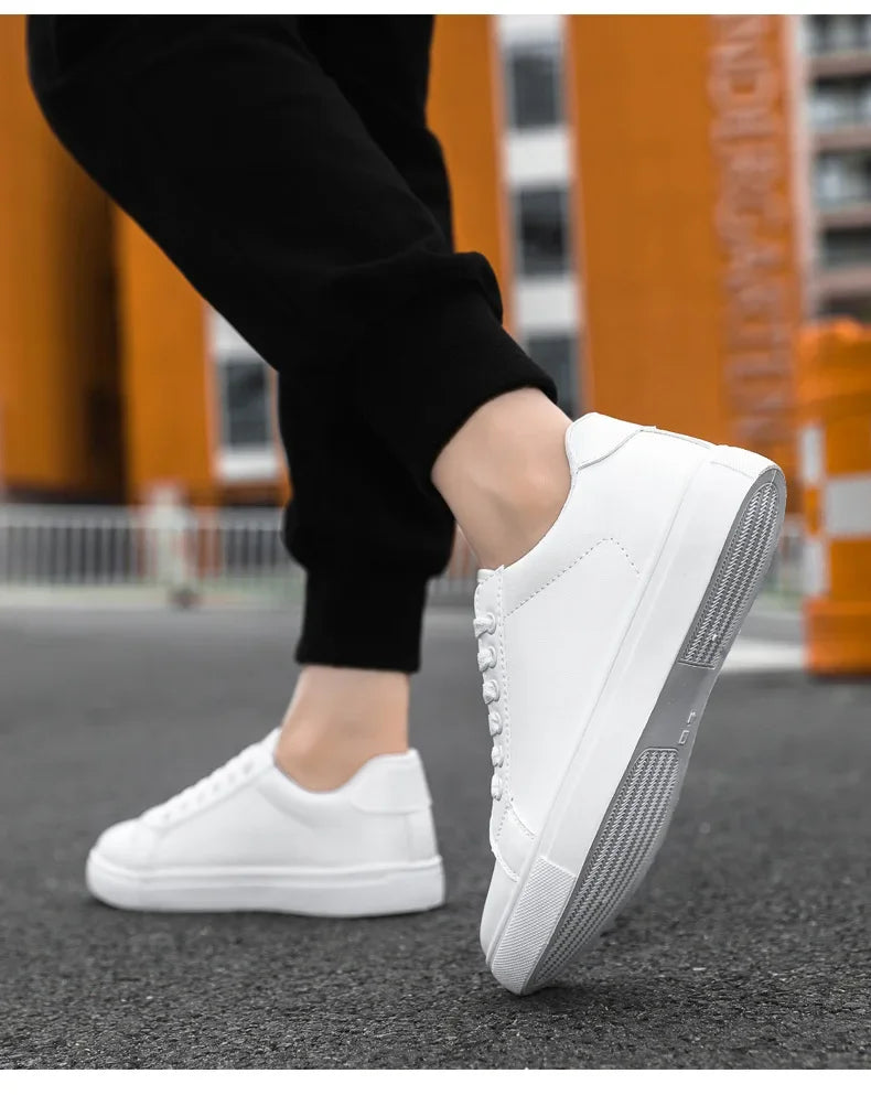 Sneakers Men Shoes 2026Leather Mens Casual Shoes Flat Male Footwear Fashion Black White Shoes Tenis Masculino Skateboard