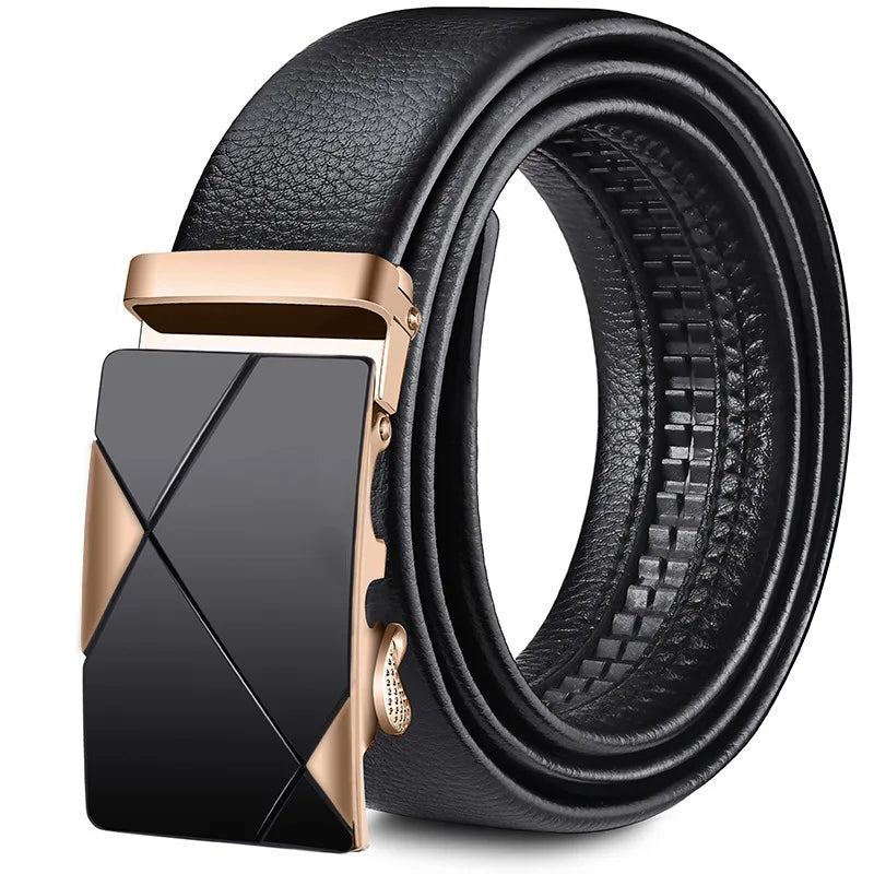 Men's Belt Can Be Cut Automatic Buckle Leather Belt Fashion Classic Versatile Trend Pants Belt