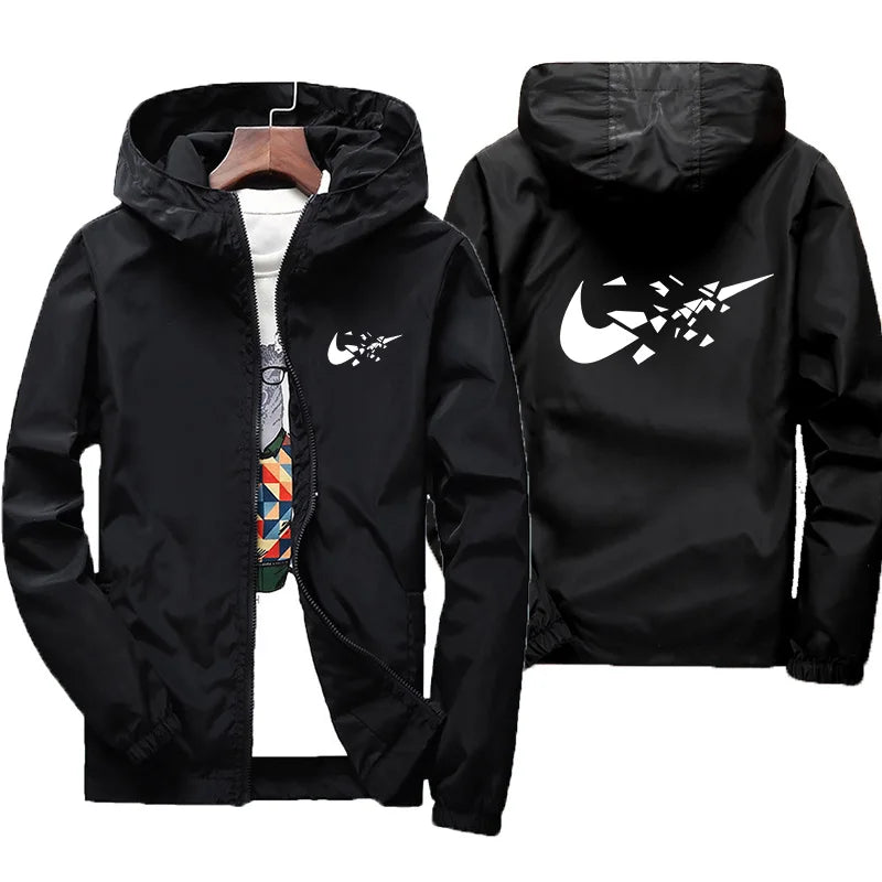 2026 Fashion Street Windproof Shrink and Waterproof Zipper Jacket with Thin Hoodie, Men's Jacket, Spring and Autumn