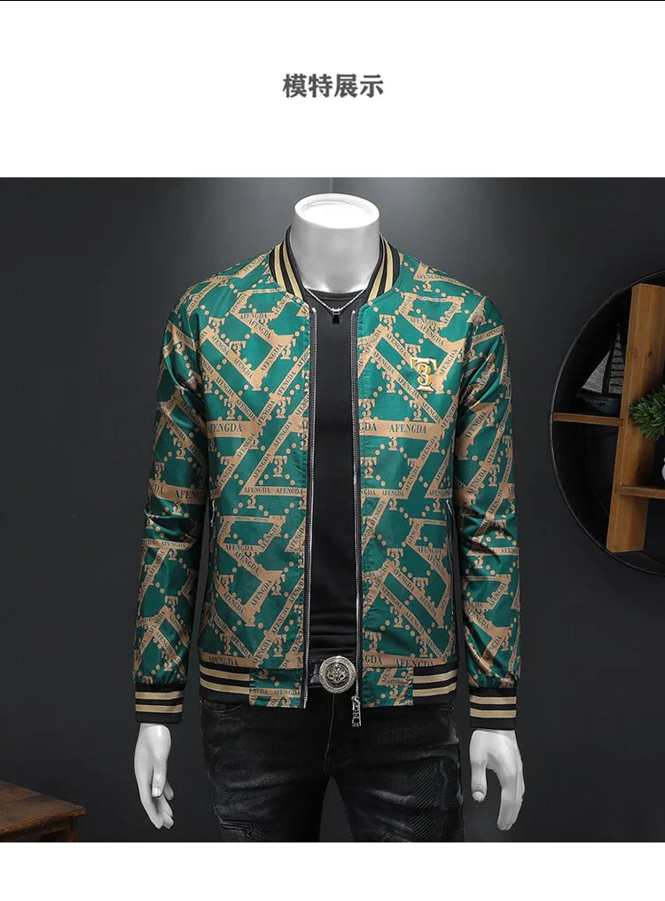 Autumn Winter Baseball Jacket Men Luxury Printed Casual Business Bomber JacketS Social Streetwear Windproof Outdoor Coats M-4XL