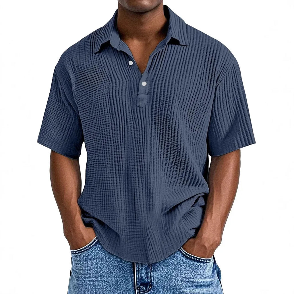 Polo Shirt Men 2025 Casual Button Short-Sleeved Summer Solid Color Casual Versatile Shirt Europe Men's Clothing