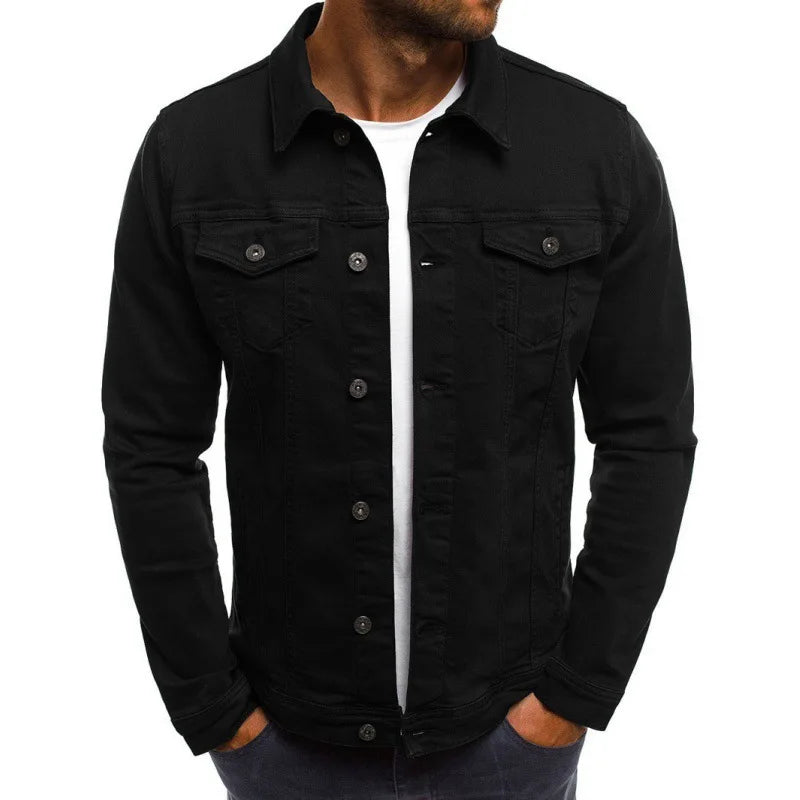 Retro Multiple pockets Men's denim Jacket 2025 Spring and Autumn Men's fashionable versatile slim fit Jacket coat