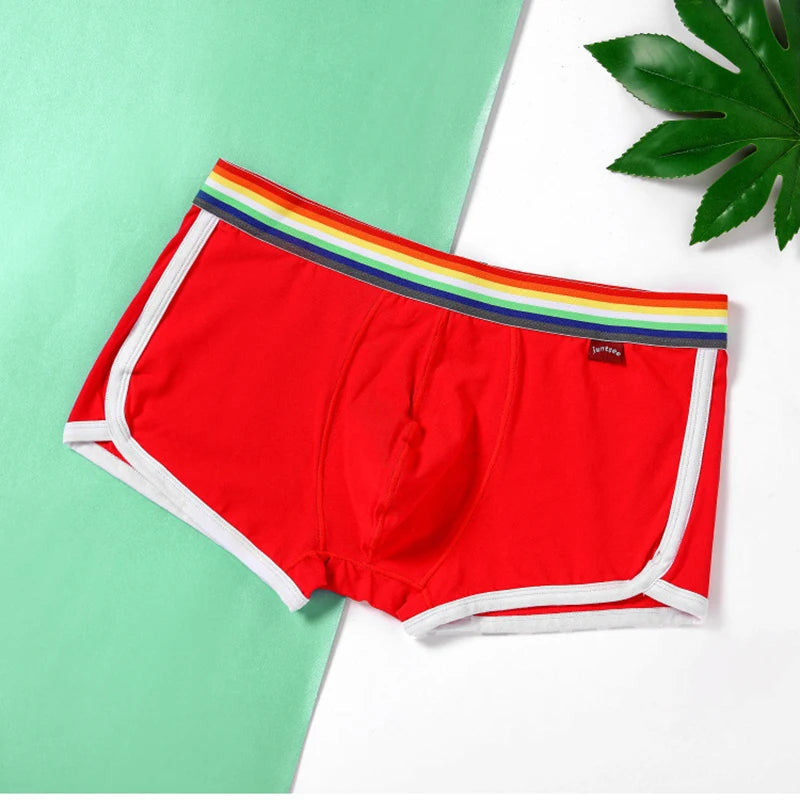 Rainbow Belt Boxershorts Men Boxers Male Underwear Panties Cotton Shorts Boxer Youth Breathable Comfortable Underpants Cueca