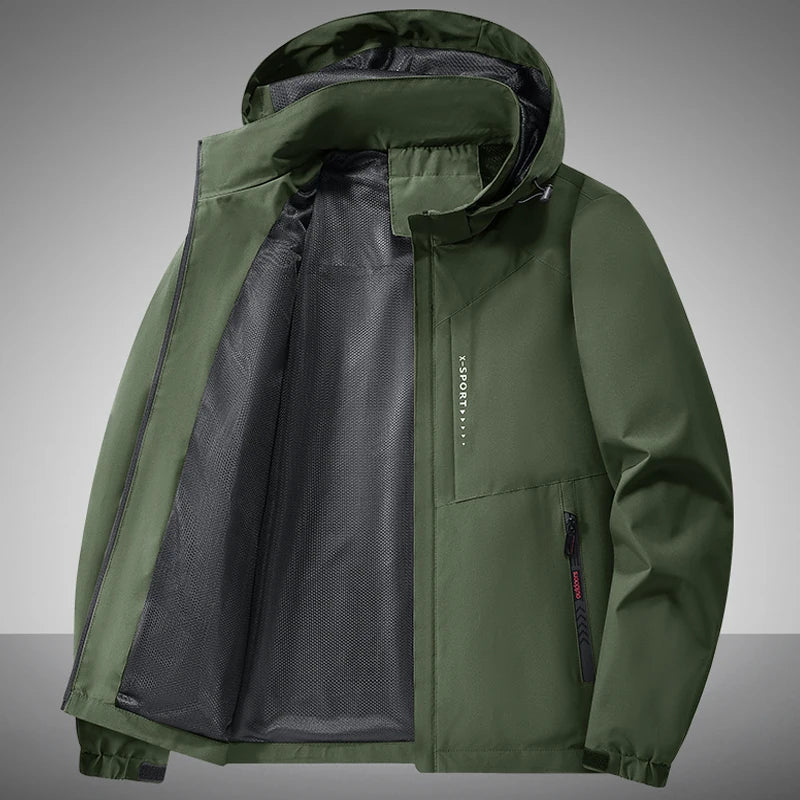 Jacket Mens Spring Autumn New Men Jacket Printing Hooded Jackets Casual Coat Men's Business Coats Size M-7XL 8XL Hat Detachable