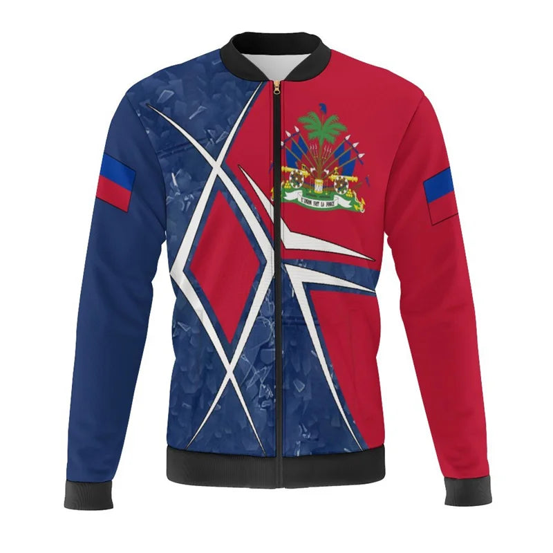 Haiti Flag Map 3d Print Jackets Men Bomber Jacket Oversize Harajuku Zipper Jacket Kid Street Tracksuits Male Outerwear Tops