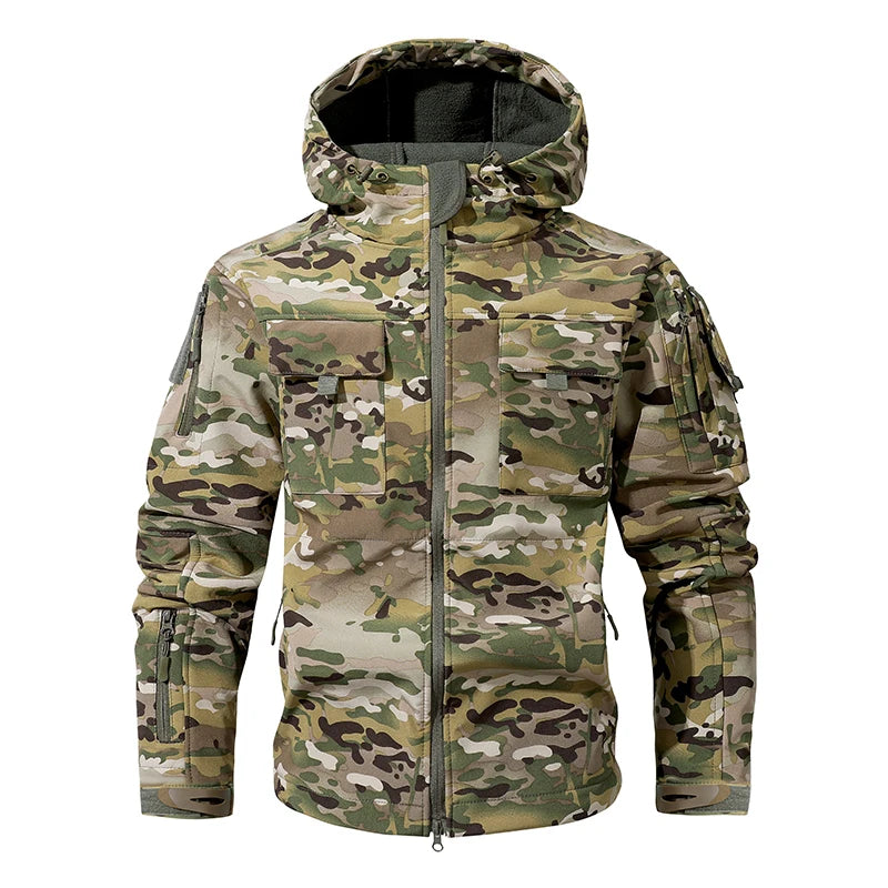 Men Lurker Shark Skin Soft Shell Tactical Jacket Waterproof Fleece Hooded Coat Hunt Clothes Autumn Solid Outdoor New Jacket Men