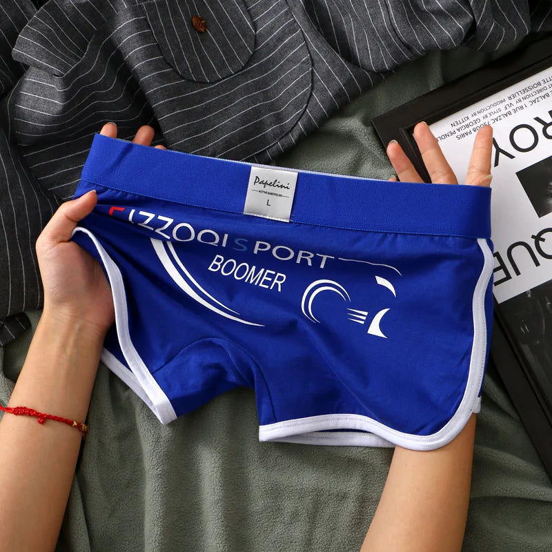 Men's Boxers High Elastic Letter Printed Underwear Sports Breathable Large Size Boxer U Convex Pouch Lingerie Underpants