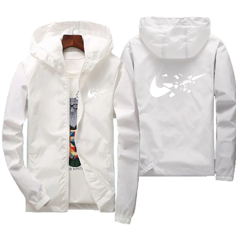 2026 Fashion Street Windproof Shrink and Waterproof Zipper Jacket with Thin Hoodie, Men's Jacket, Spring and Autumn