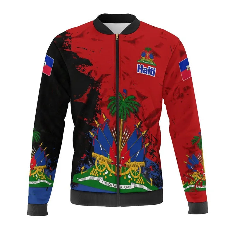 Haiti Flag Map 3d Print Jackets Men Bomber Jacket Oversize Harajuku Zipper Jacket Kid Street Tracksuits Male Outerwear Tops