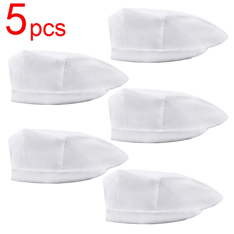 Catering Cook Hat 5/2/1pcs Chef Kitchen Work Cap for Food Service Hotel Restaurant Canteen Baking Household Cooking Chef's Beret