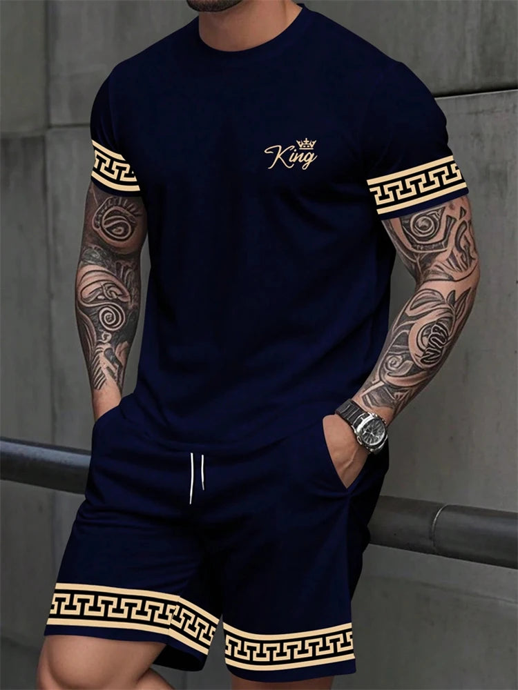 2026 Summer New Arrival Men's Suit Stylish Hip-Hop Style Short-Sleeve Comfortable Fashion Wear Plus Size Athletic Quick-Dry Set