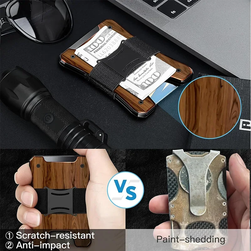 Metal Wallet for Men, Ergonomics Design Money Clip Wallet with Compass, Minimalist Slim Wallet with RFID Blocking