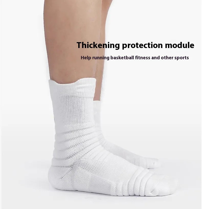 Men's Mid Tube Sports Socks, Badminton Running, Outdoor Socks, Woolen Socks, Sweat Absorbing and Anti Slip Basketball Socks