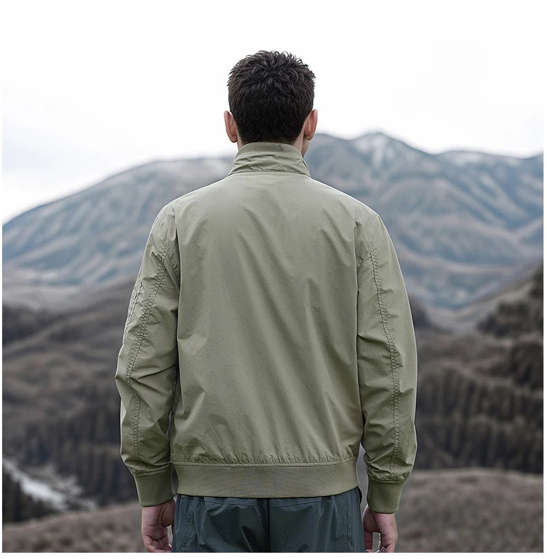 High Quality Handsome Male Jacket Spring Autumn Men's Business Casual Jacket Men Zipper Solid Color Fashion Stand Collar Coats