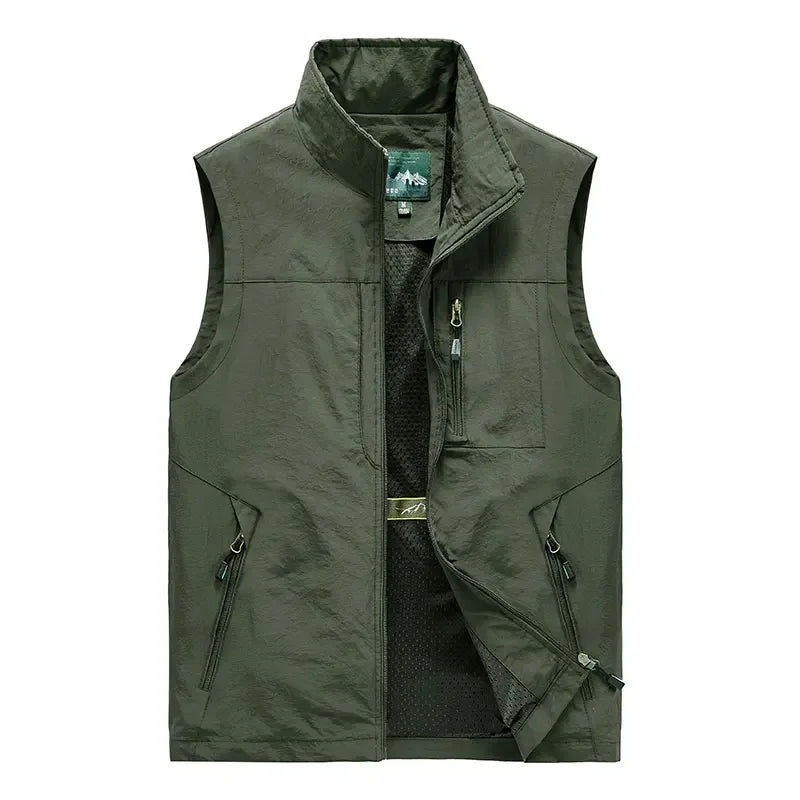 Men's Vests Mens Jacket Sleeveless Vest Spring Summer Autumn Casual Travels Hiking Work Vest Multi-pockets Vest Waistcoat 5XL
