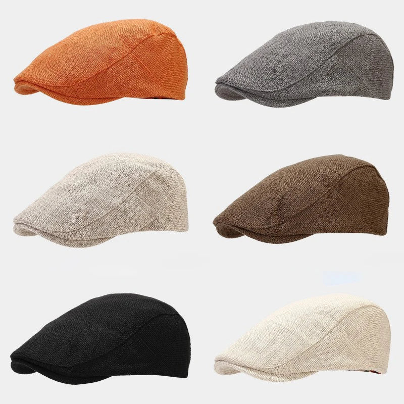 Men's Classic England Style Hat Berets Breathable Caps for Men Women Summer Autumn Flat Cap Cotton Linen Retro Beret Hats Cap