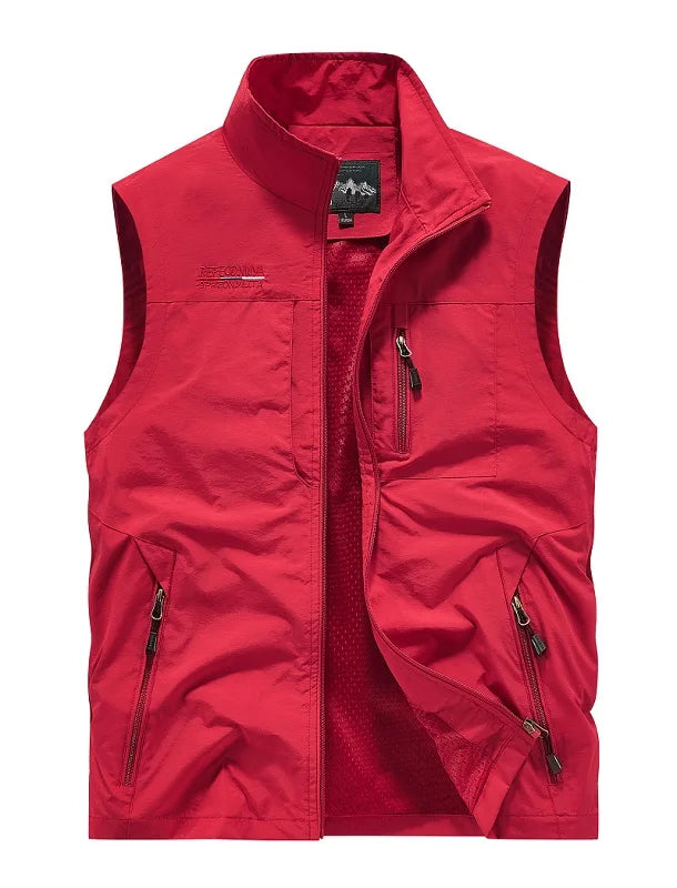 Men's Vests Mens Jacket Sleeveless Vest Spring Summer Autumn Casual Travels Hiking Work Vest Multi-pockets Vest Waistcoat 5XL
