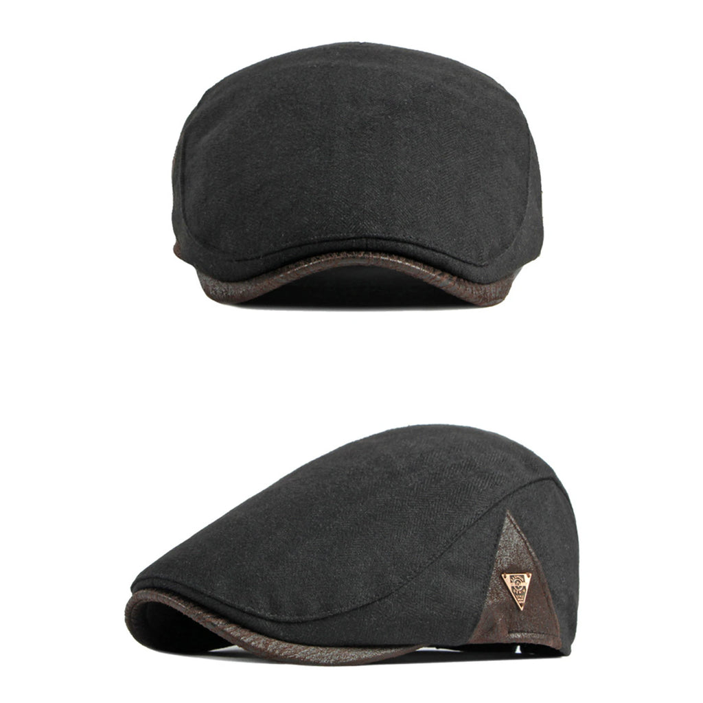 British Retro Beret Hat For Men Winter Thick Warm Woolen Newsboy Cap Fashion Outdoor Casual Cap