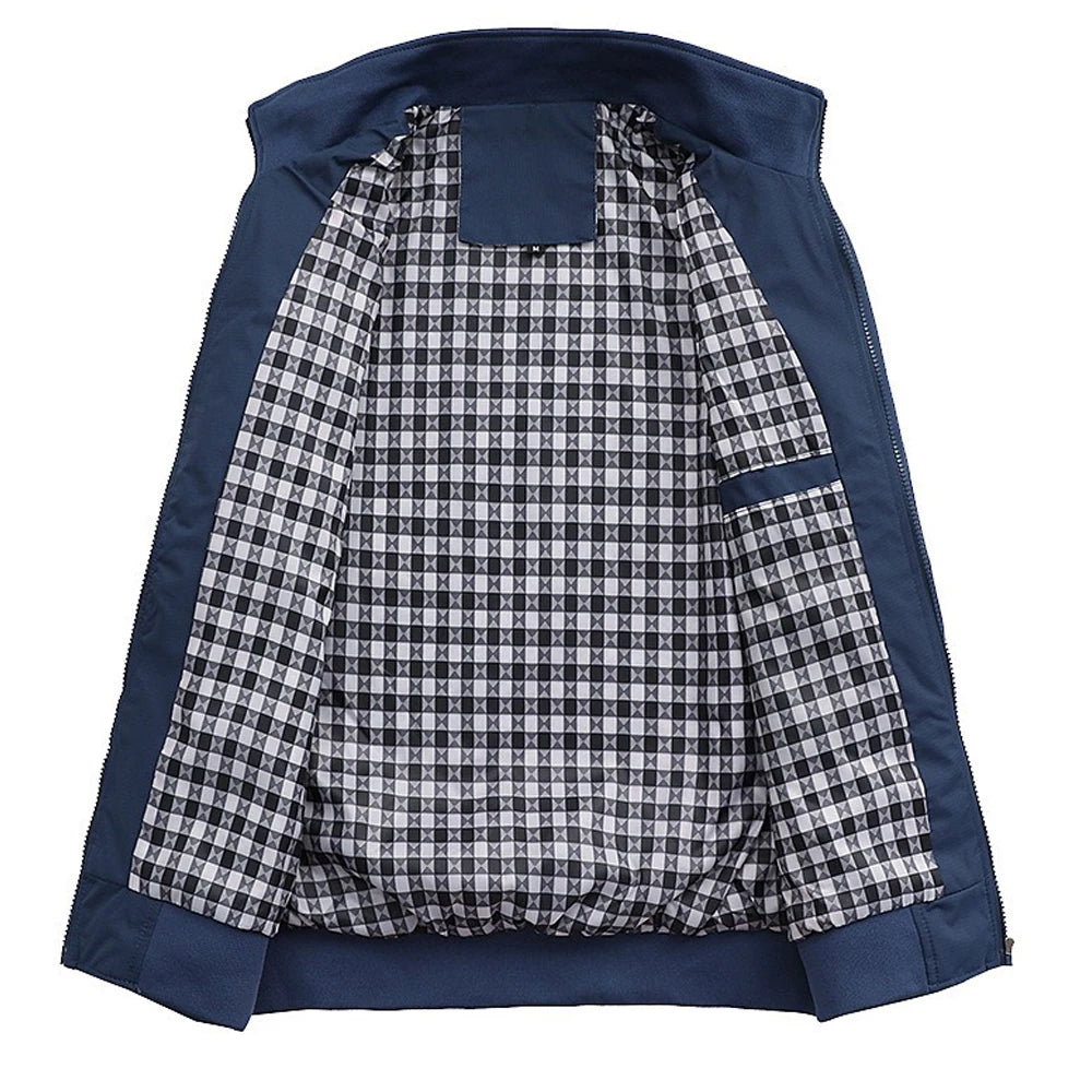 Korean Spring Autumn Casual Solid Fashion Slim Overcoat Stand Collar Jackets Men's Jacket S-6XL Top