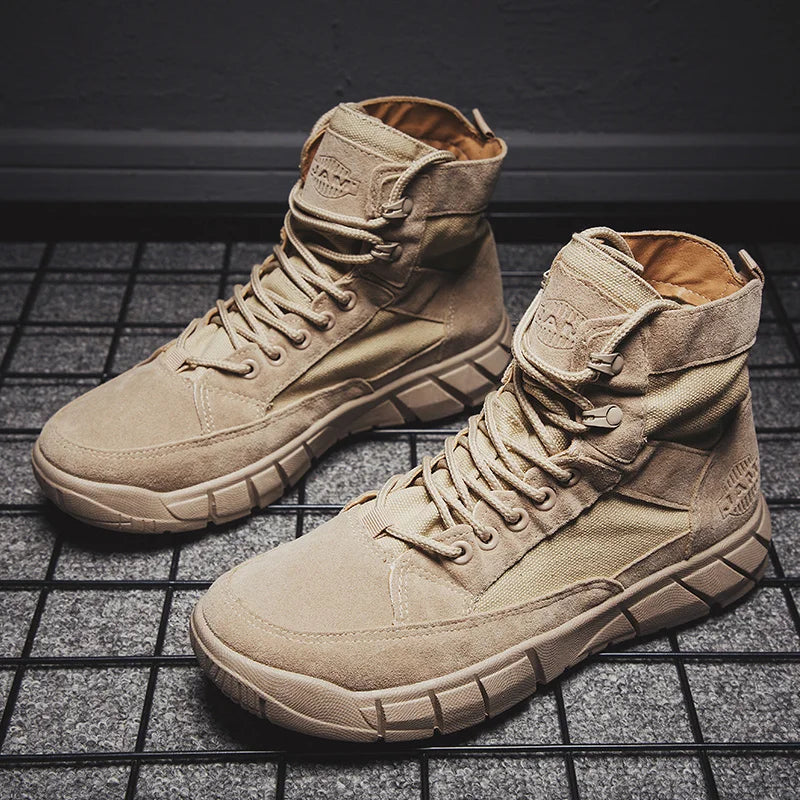 Men Boots Autumn Leather Waterproof Mid-top Sports Shoes New Fashion Ankle Boots Casual Outdoor Hiking Boots Shoes Male Sneakers