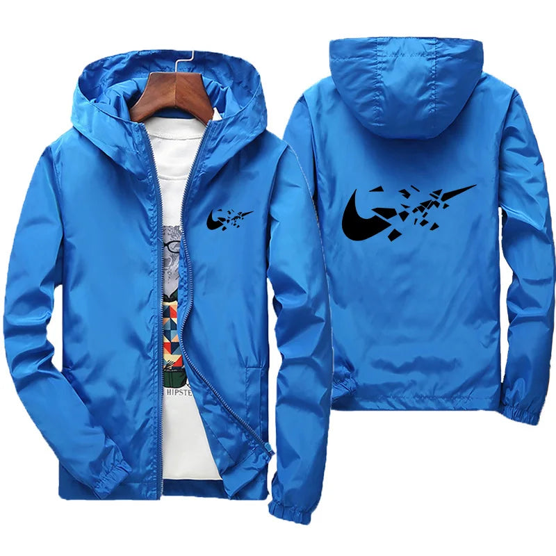 2026 Fashion Street Windproof Shrink and Waterproof Zipper Jacket with Thin Hoodie, Men's Jacket, Spring and Autumn
