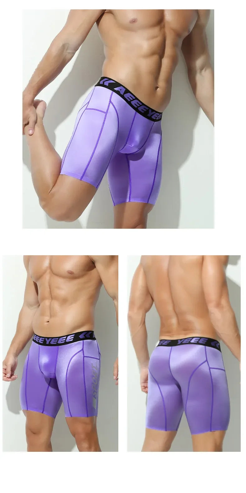 Boxershorts Sports Sexy Mens Long Underwear Quick-dry Shorts U Pouch Men Flat Boxers High Elasticity Man Panties Fitness Running