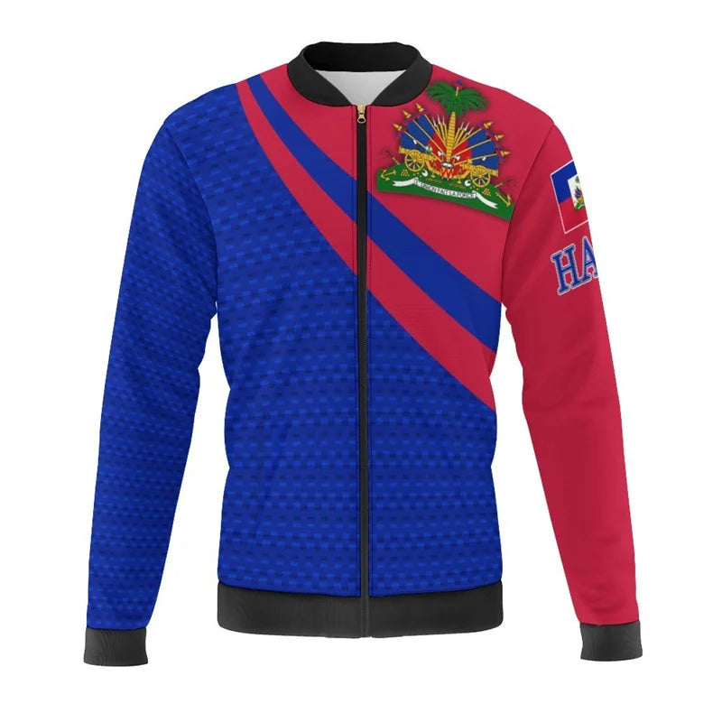Haiti Flag Map 3d Print Jackets Men Bomber Jacket Oversize Harajuku Zipper Jacket Kid Street Tracksuits Male Outerwear Tops