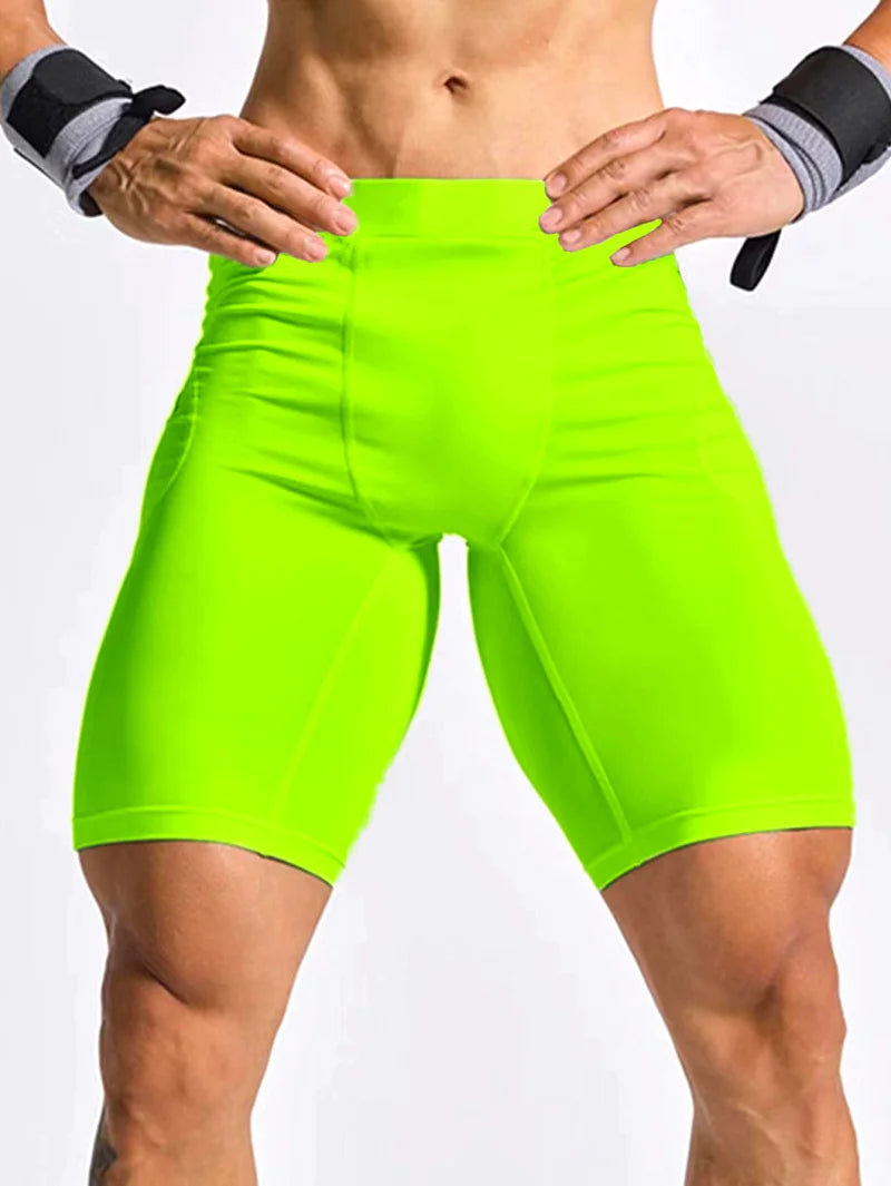Men Bodybuilding Shorts Fitness Workout Inseam Gym Knickers Male Muscle Alive Elastic Compression Tights Skinny Leggins Hombre