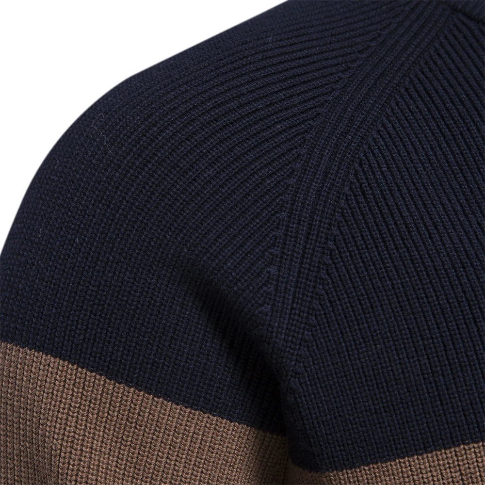 Men's Patchwork Zip Sweater