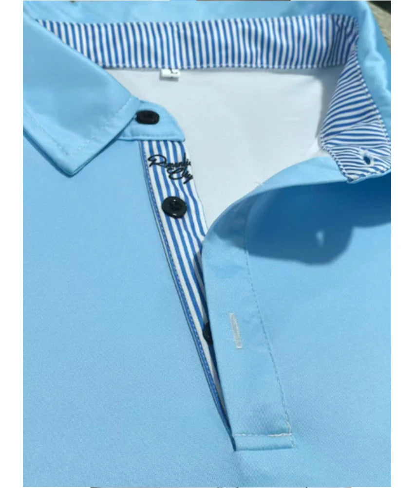 Men's Casual Summer Short-Sleeved Polo Shirt Fashionable Business T-Shirt Classic Solid Color Sports Golf Polo Shirt