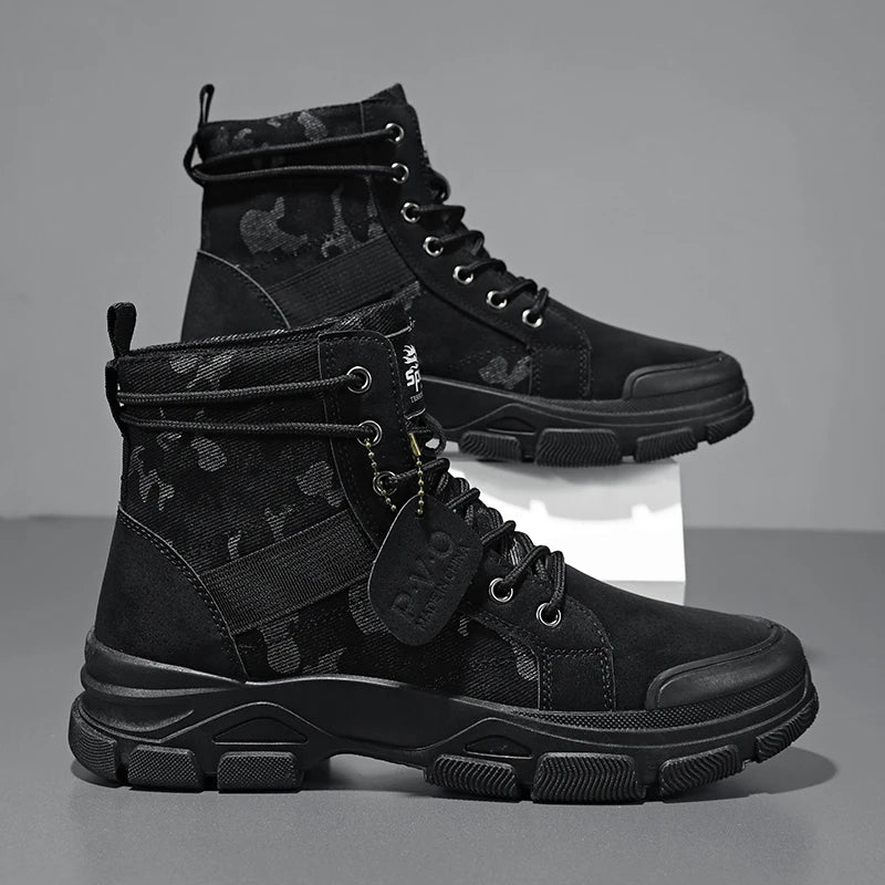 Camouflage Boots for Men Autumn Winter Platform Boots Outdoor High-top Shoes Men Ankle Boots Buty Robocze Meskie wear-resistant