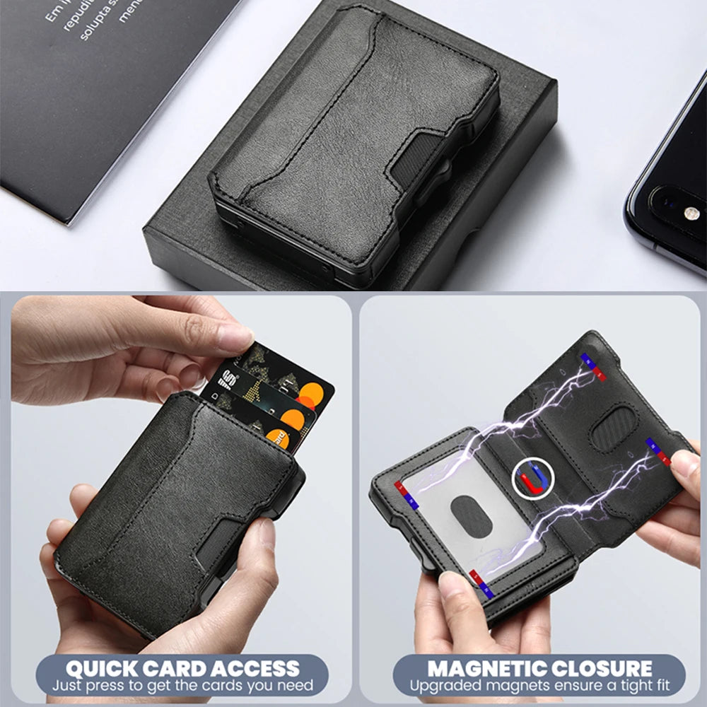 Wallet for Men,Minimalist Slim Mens Wallet with Money Clip,RFID Blocking Smart Pop Up Card Wallet,Metal Credit Card Holder