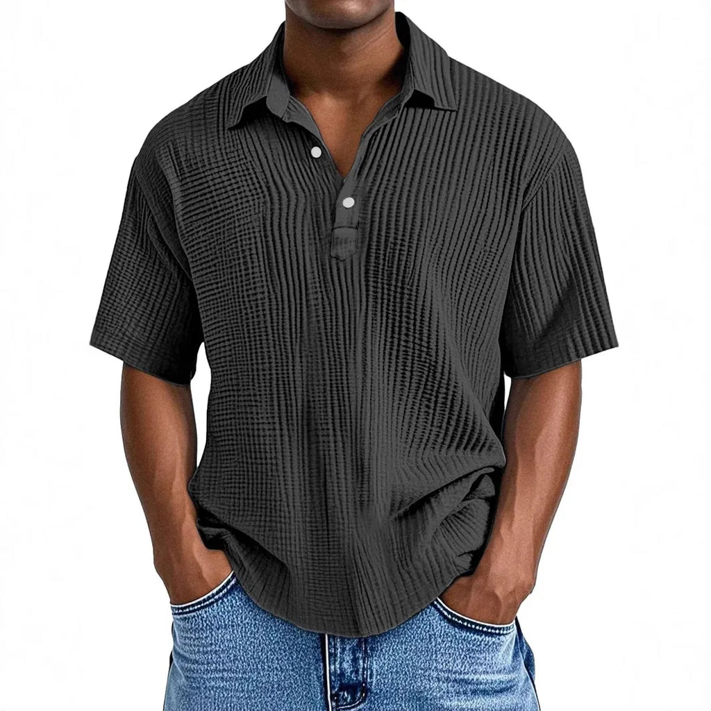 Polo Shirt Men 2025 Casual Button Short-Sleeved Summer Solid Color Casual Versatile Shirt Europe Men's Clothing