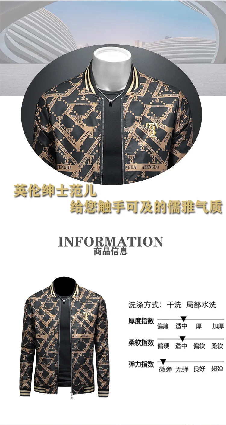 Autumn Winter Baseball Jacket Men Luxury Printed Casual Business Bomber JacketS Social Streetwear Windproof Outdoor Coats M-4XL