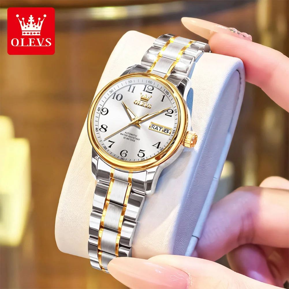 OLEVS 7072 Men Watches Original Business Automatic Mechanical Watches For Man Stainless Steel Waterproof Luminous Day Date Wrist
