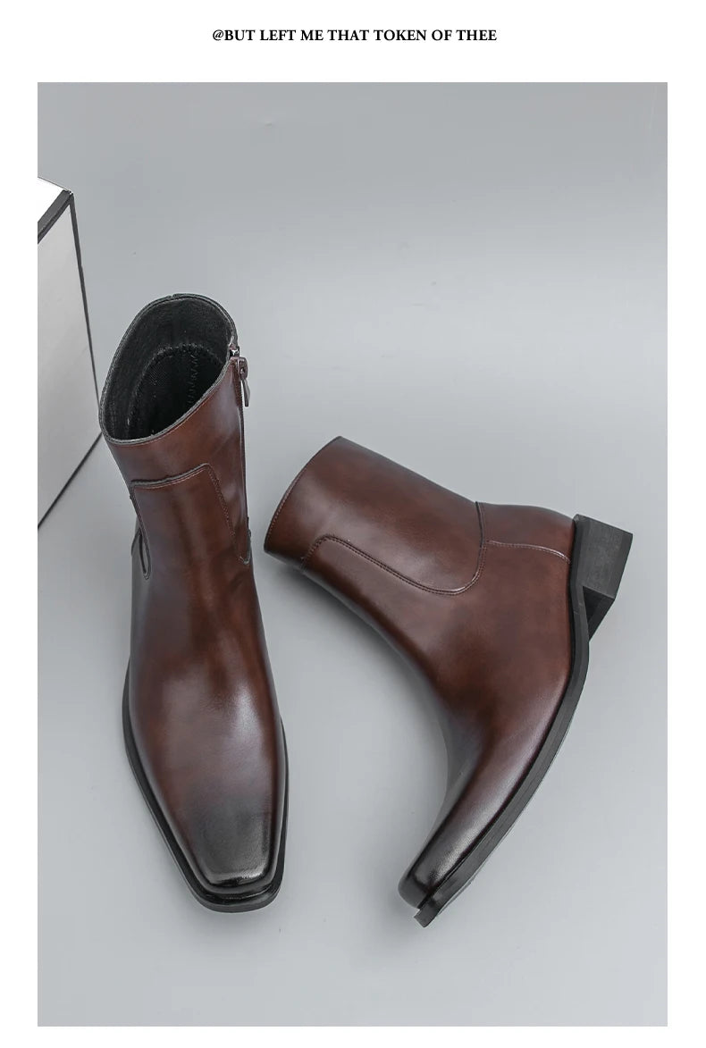 Men Boots Business Chelsea Boots Black Brown Side Zippers Men Casual Comfortable Fashionable Knight Shoes Zapatos Para Hombre