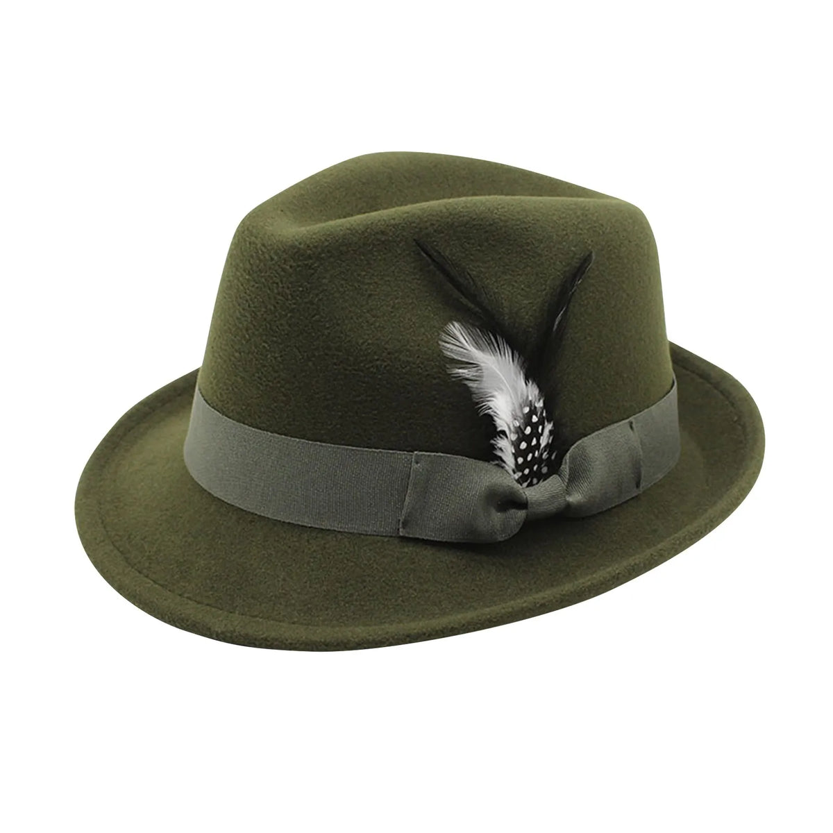 Men Top Hat Winter Autumn Elegant Feather Felts Hat Men Adjustable Jazz Soft Woolen Hat Holiday Party Carnival Dirndl Cap