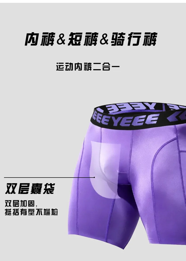 Boxershorts Sports Sexy Mens Long Underwear Quick-dry Shorts U Pouch Men Flat Boxers High Elasticity Man Panties Fitness Running