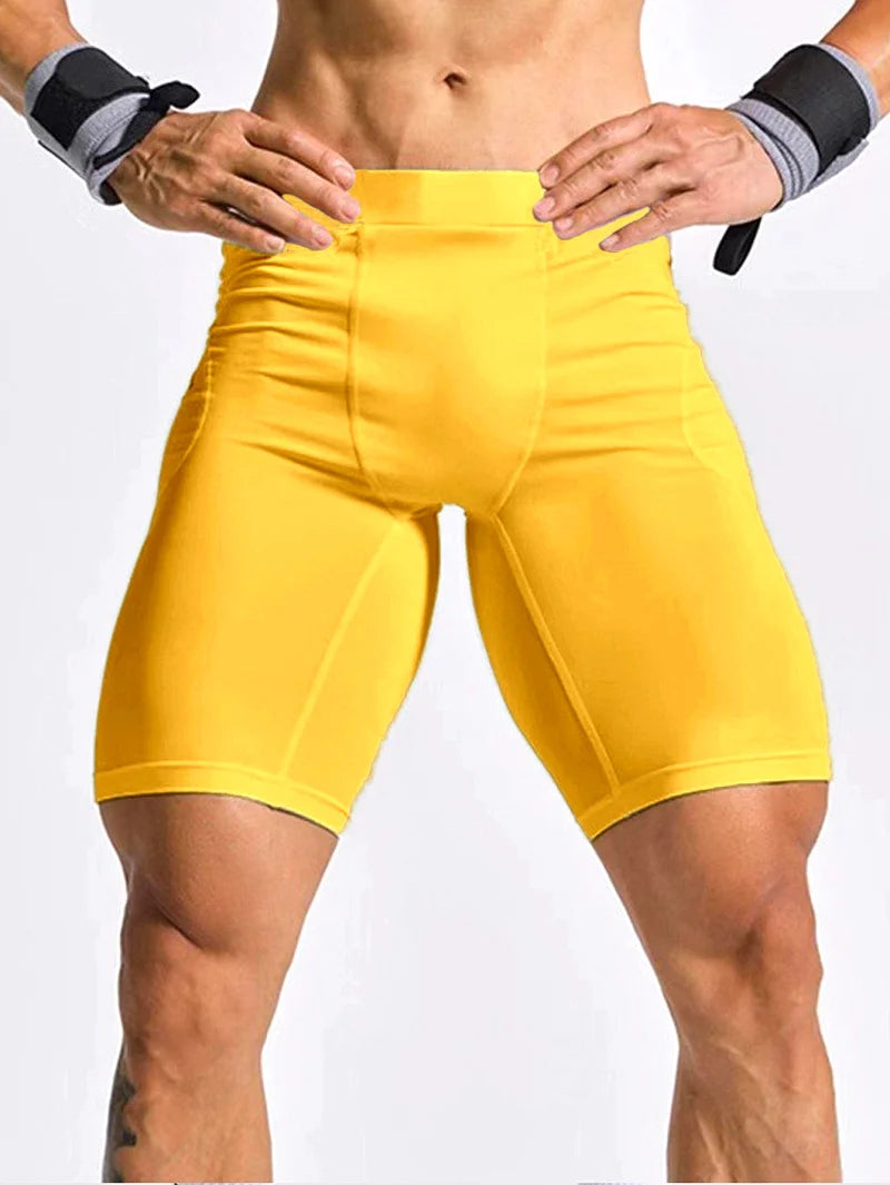 Men Bodybuilding Shorts Fitness Workout Inseam Gym Knickers Male Muscle Alive Elastic Compression Tights Skinny Leggins Hombre