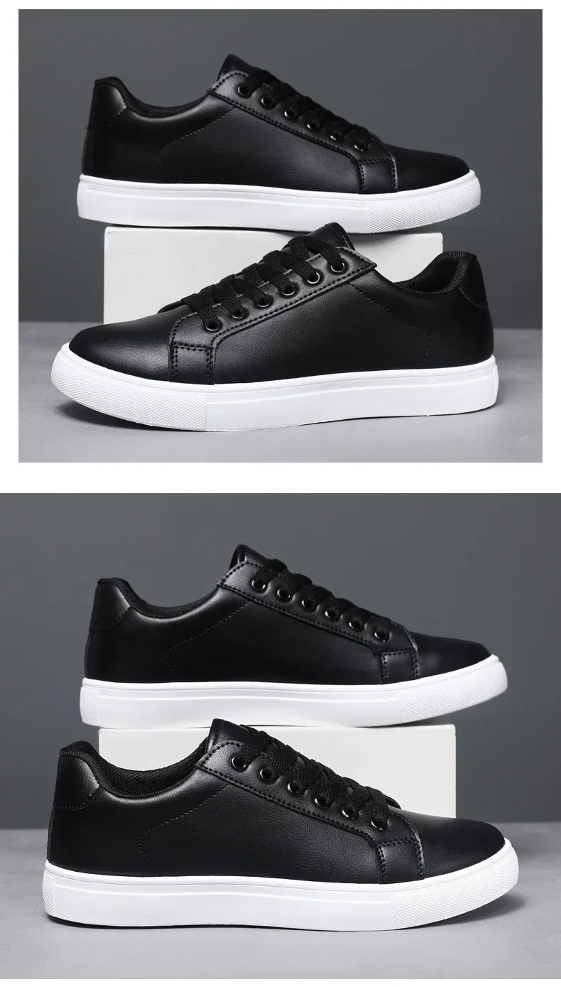 Sneakers Men Shoes 2026Leather Mens Casual Shoes Flat Male Footwear Fashion Black White Shoes Tenis Masculino Skateboard