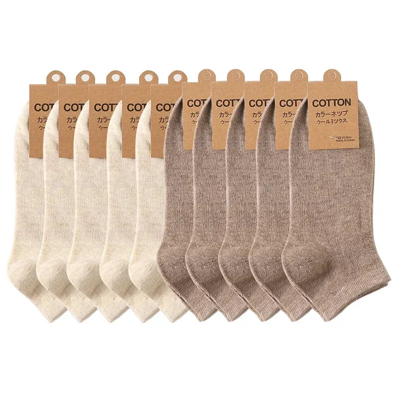 Cotton Men Socks Pack Breathable Socks Set High Quality Short Socks Black Ankle Short Gift For Man Size 39-44 Sox 10 Pairs 1 Lot
