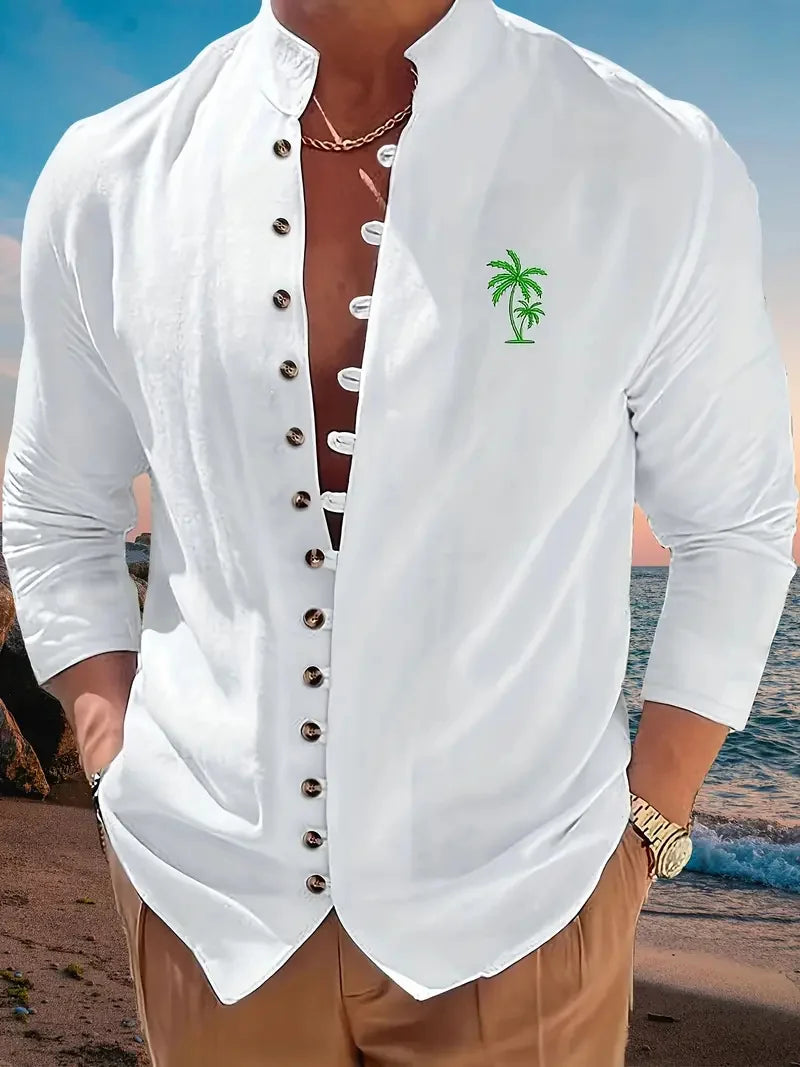 Men's Long Sleeve Lapel Shirt Outdoor Casual Top 3D Geometric Printed Pattern Loose Men's Clothing Top