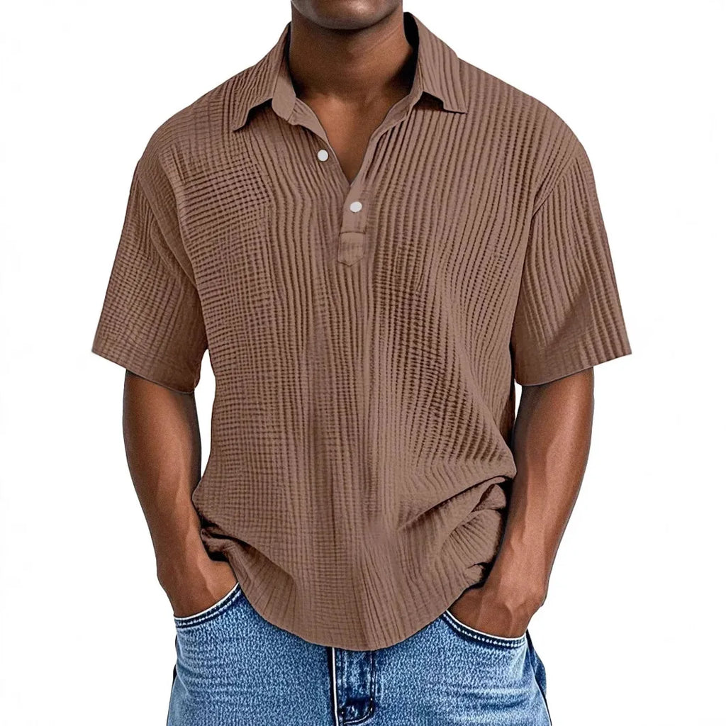Polo Shirt Men 2025 Casual Button Short-Sleeved Summer Solid Color Casual Versatile Shirt Europe Men's Clothing