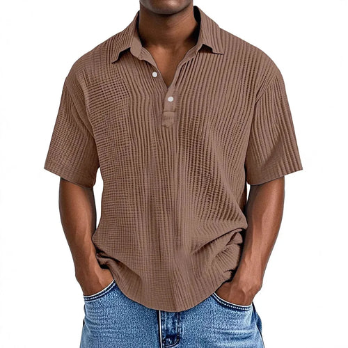 Polo Shirt Men 2025 Casual Button Short-Sleeved Summer Solid Color Casual Versatile Shirt Europe Men's Clothing